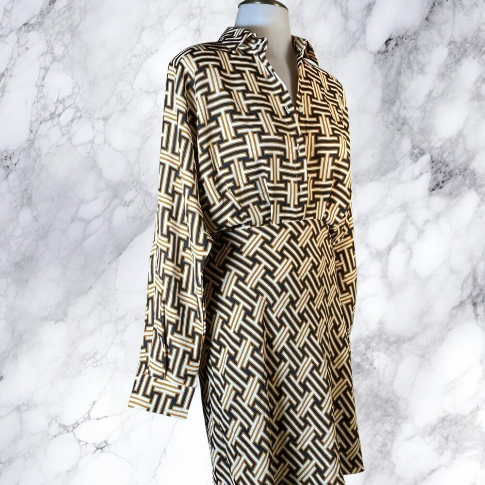 Express Printed Collared Half Button Up Mini Port… - image 4